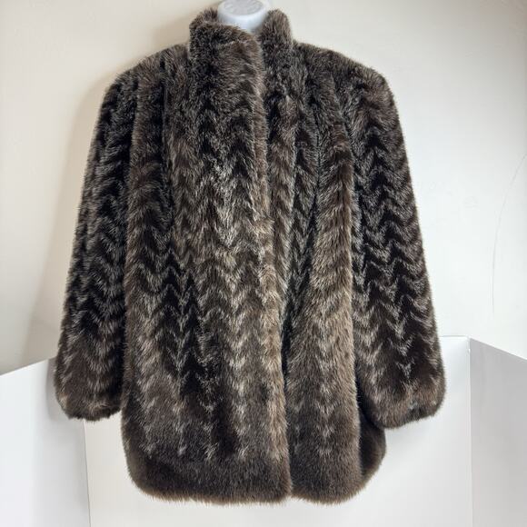 Vintage Style VI ltd. Brown Faux Mink Fur Coat Classy Oversized - Picture 1 of 10